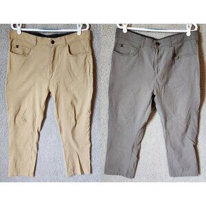 Lot of 2 Denali Tan & Gray Stretch Lightweight Outdoor Hiking Pants Size 34 x 25